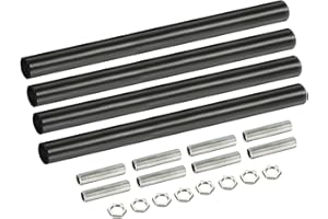 MECCANIXITY Threaded Extension Rod, 7.87" Lamp Pipe with Connector Light Fixture Parts for Pendant Light Island Lighting Chandeliers Stems, Black 4 Set