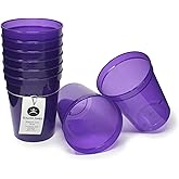 Rolling Sands 16 oz. Reusable Plastic Stadium Cups, 8 Pack, Made in USA, BPA-Free Dishwasher Safe Tumblers, Translucent Purple