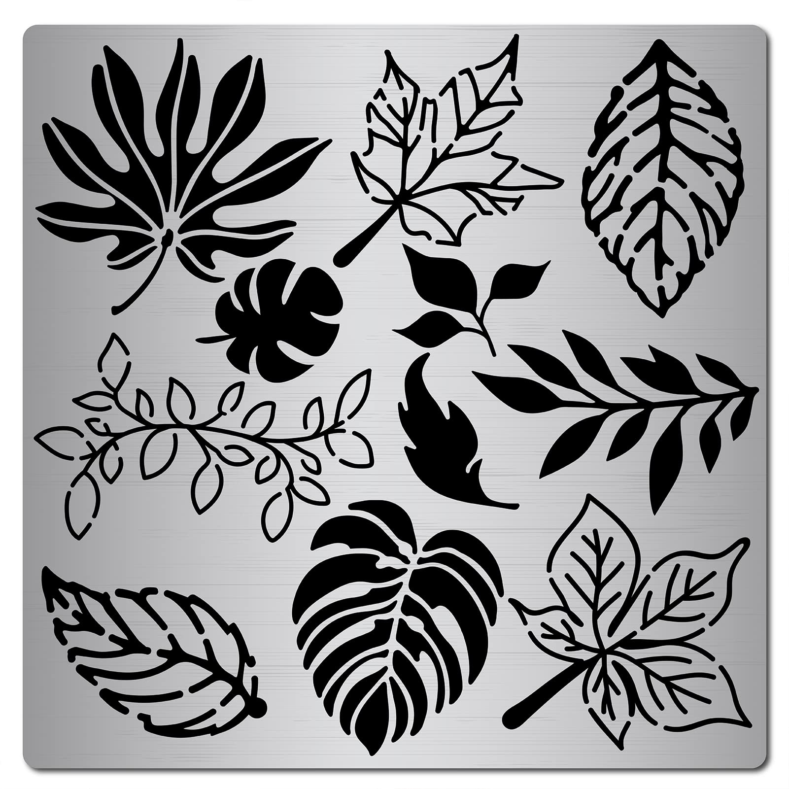 GORGECRAFT 6.3 Inch Metal Leaf Stencil Maple Tropical Palm Leaves Painting Reusable Template Stainless Steel Journal Tool for St. Patrick's Day Painting, Wood Burning, Pyrography and Engraving