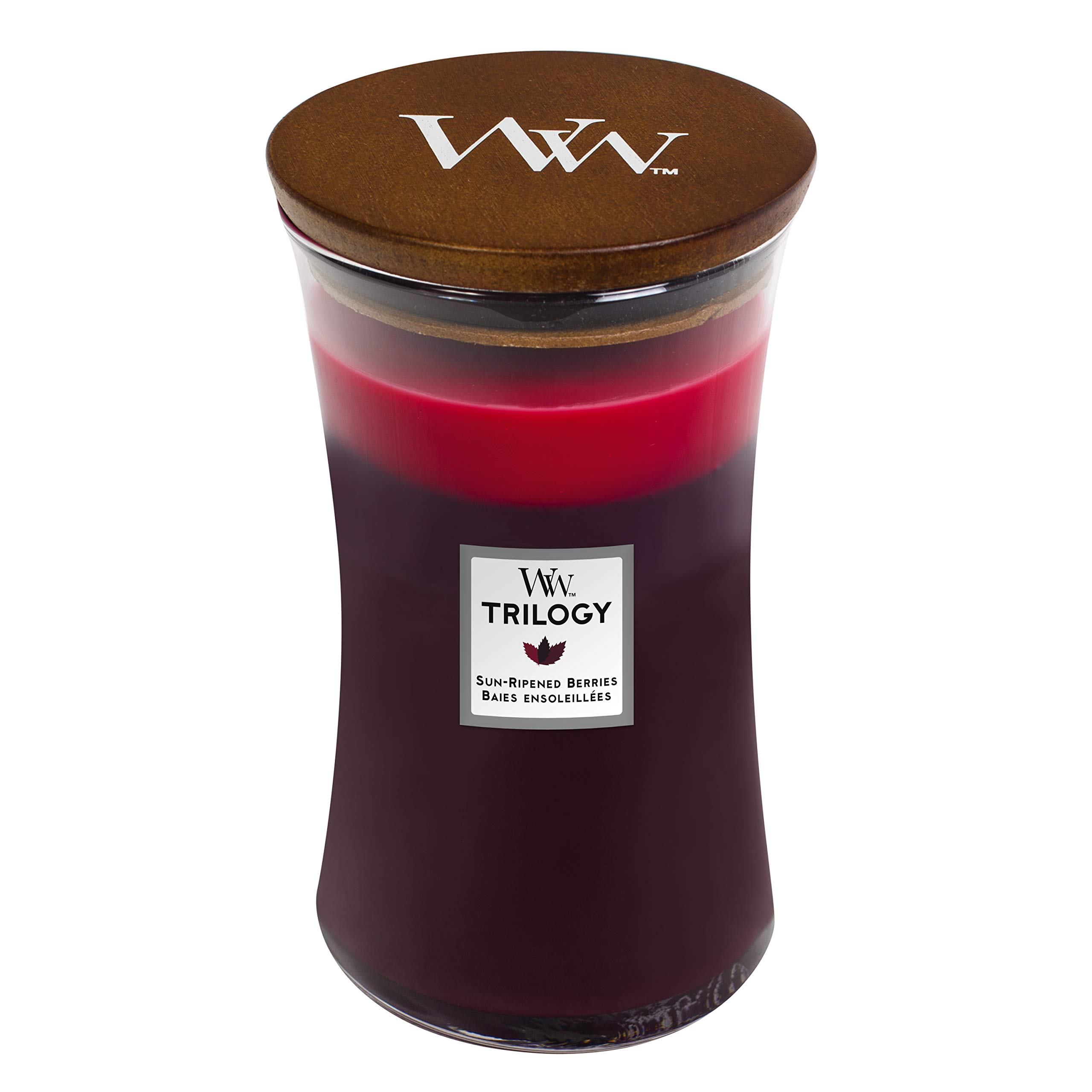 Woodwick Large Hourglass Trilogy Scented Candle | Sun Ripened Berries | with Crackling Wick | Burn Time: Up to 130 Hours