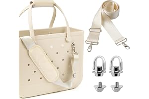 SUITMAT Shoulder Strap for Bogg Bag with Rustproof Metal Connectors, Widened Crossbody Strap for Bogg Bag, Wrap for Rubber Beach Tote, Made of Anti-Slip Nylon, Cream (Tote Not Included)