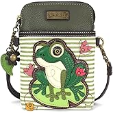 CHALA Garden Animal Collection Cell Phone Crossbody Purse-Women PU Leather/Canvas Multicolor Handbag with Adjustable Strap