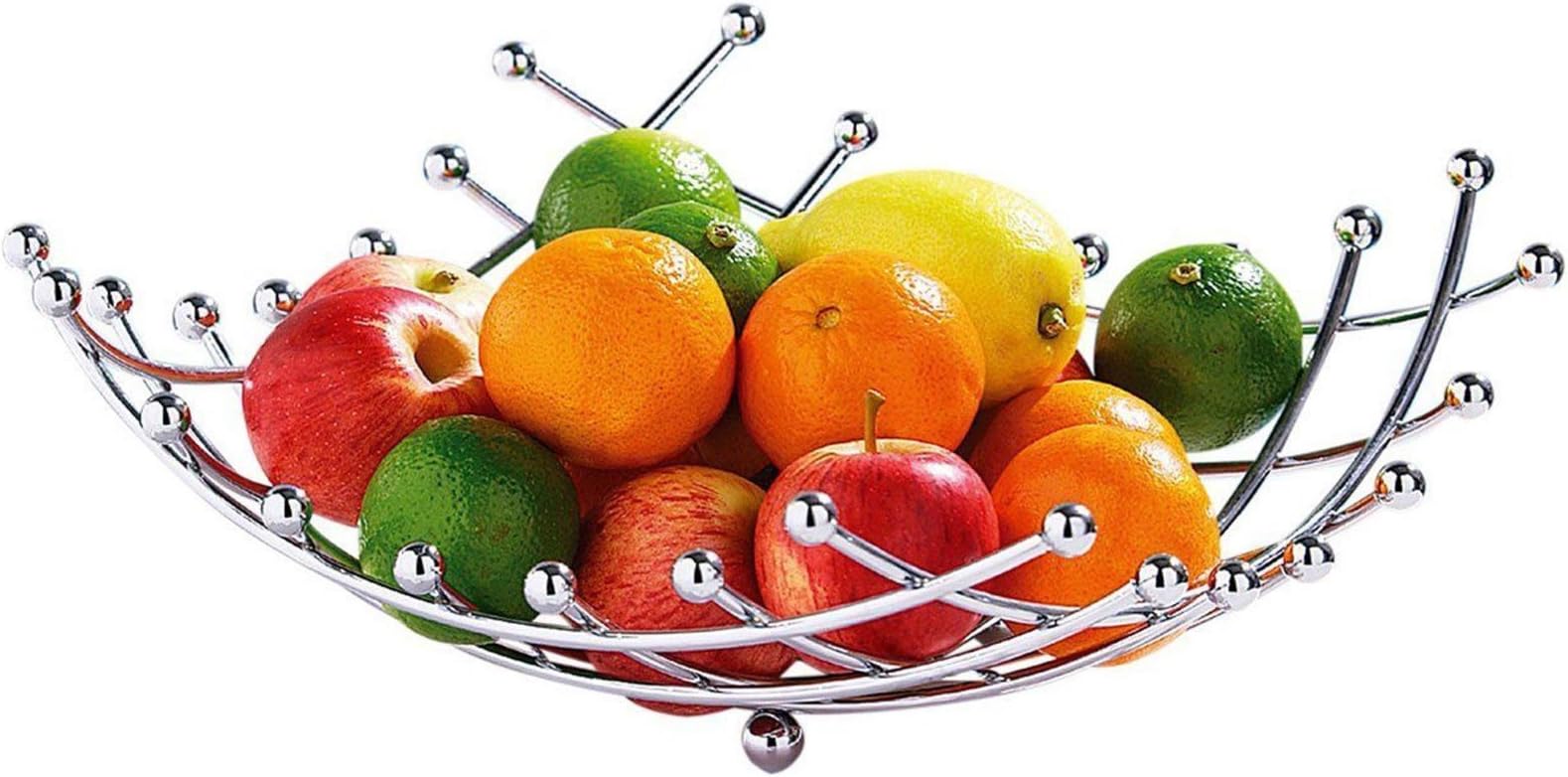 2 In 1 Chrome Banana Hook Hanger Tree Fruit Bowl Basket Stand Apple Orange.