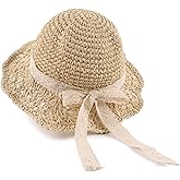 Baby Girl Straw Hat 3-6 Years Girls Summer Beach Hats with Bowknot Sun Protection Hats for Kids