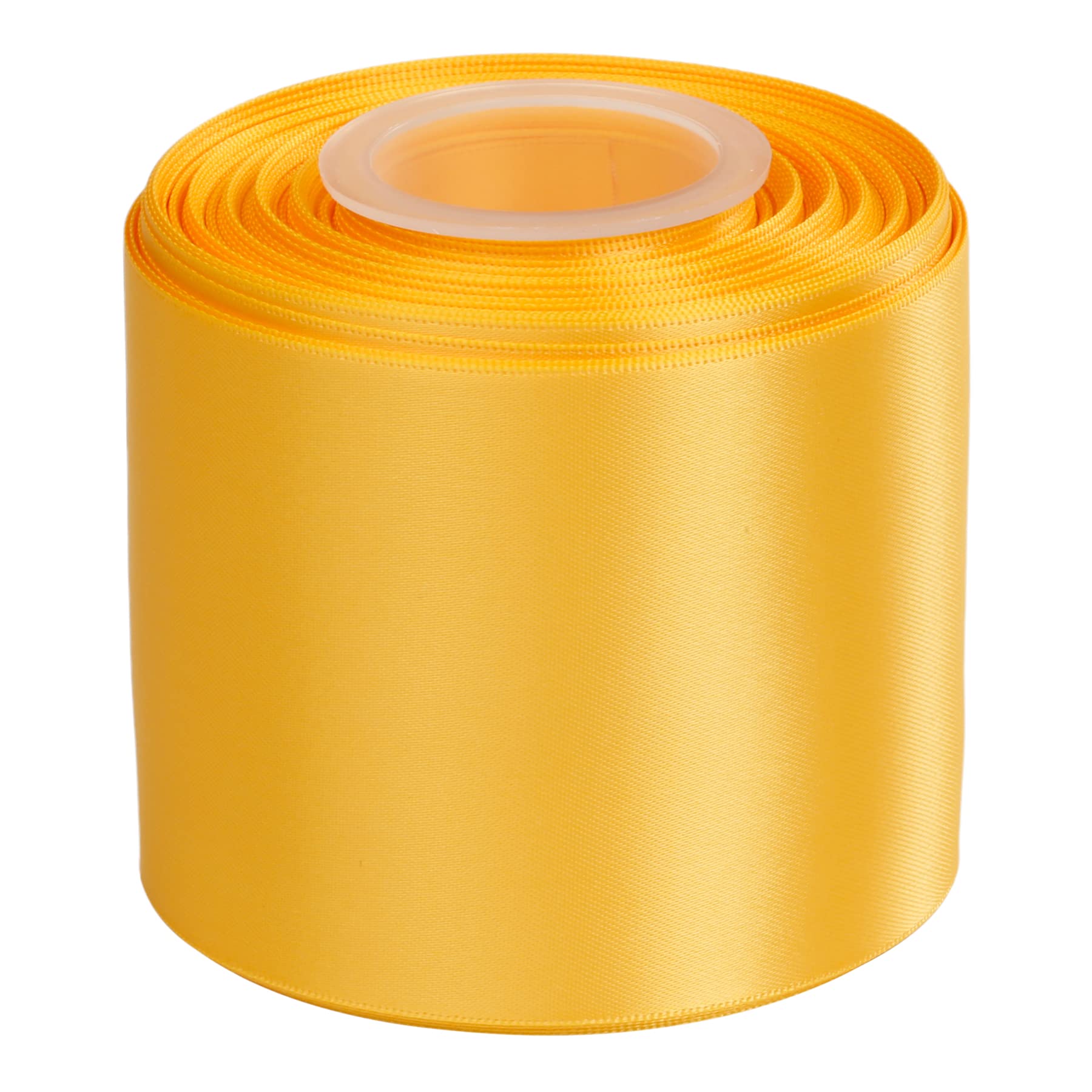 Ribbonitlux 75mm Wide Double Face Satin Ribbon 22 Meters (660-Yellow Gold, Set for Bow, Party Decor, Sewing Applications, Wedding and Craft