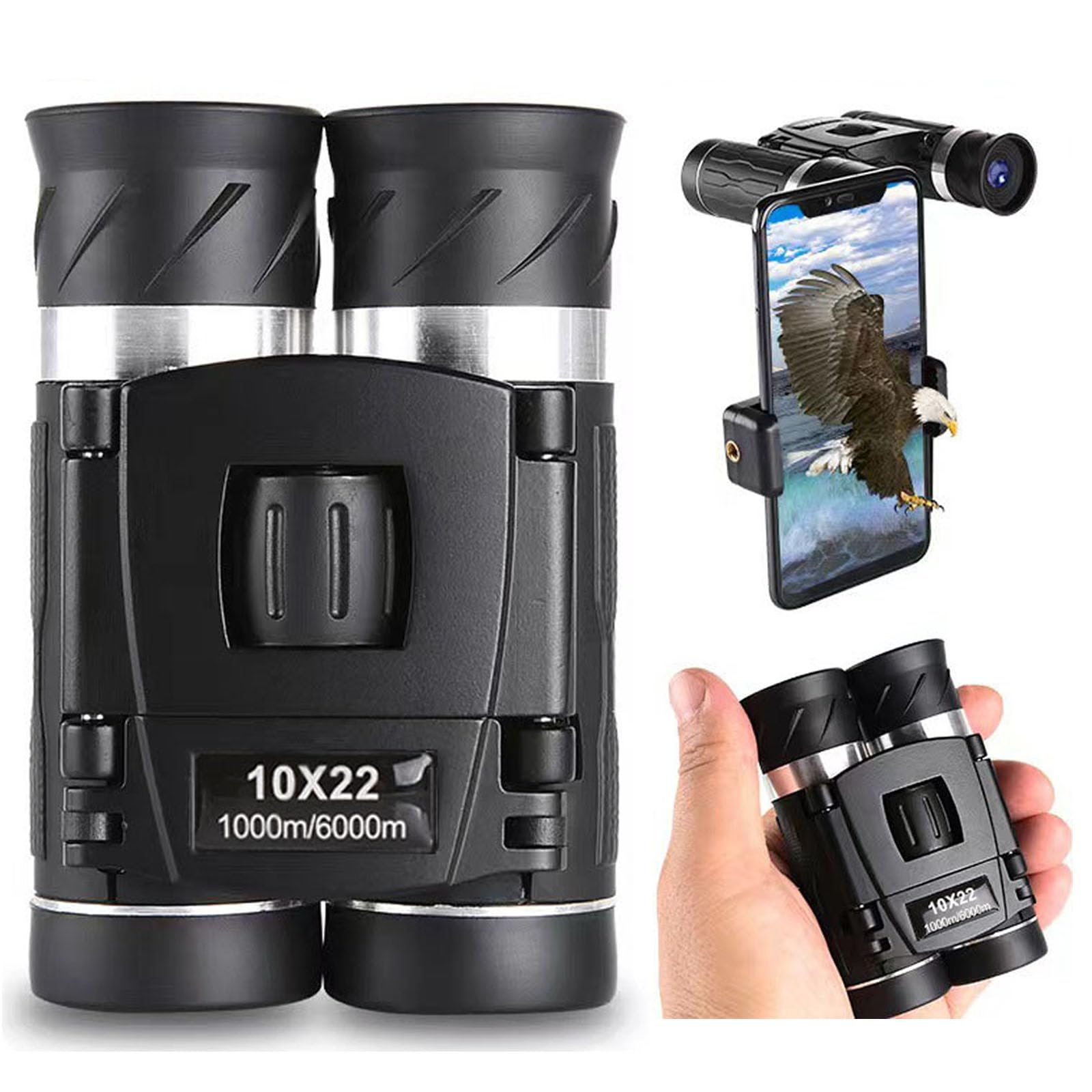 Photo 1 of 10x22High Powered Waterproof Mini Binoculars for Adults Kids with Phone Adapter Compact, Pocket Binoculars for Bird Watching, Hunting, Concerts, Opera,Theater, Travel, Sightseeing,Outdoor Adventures