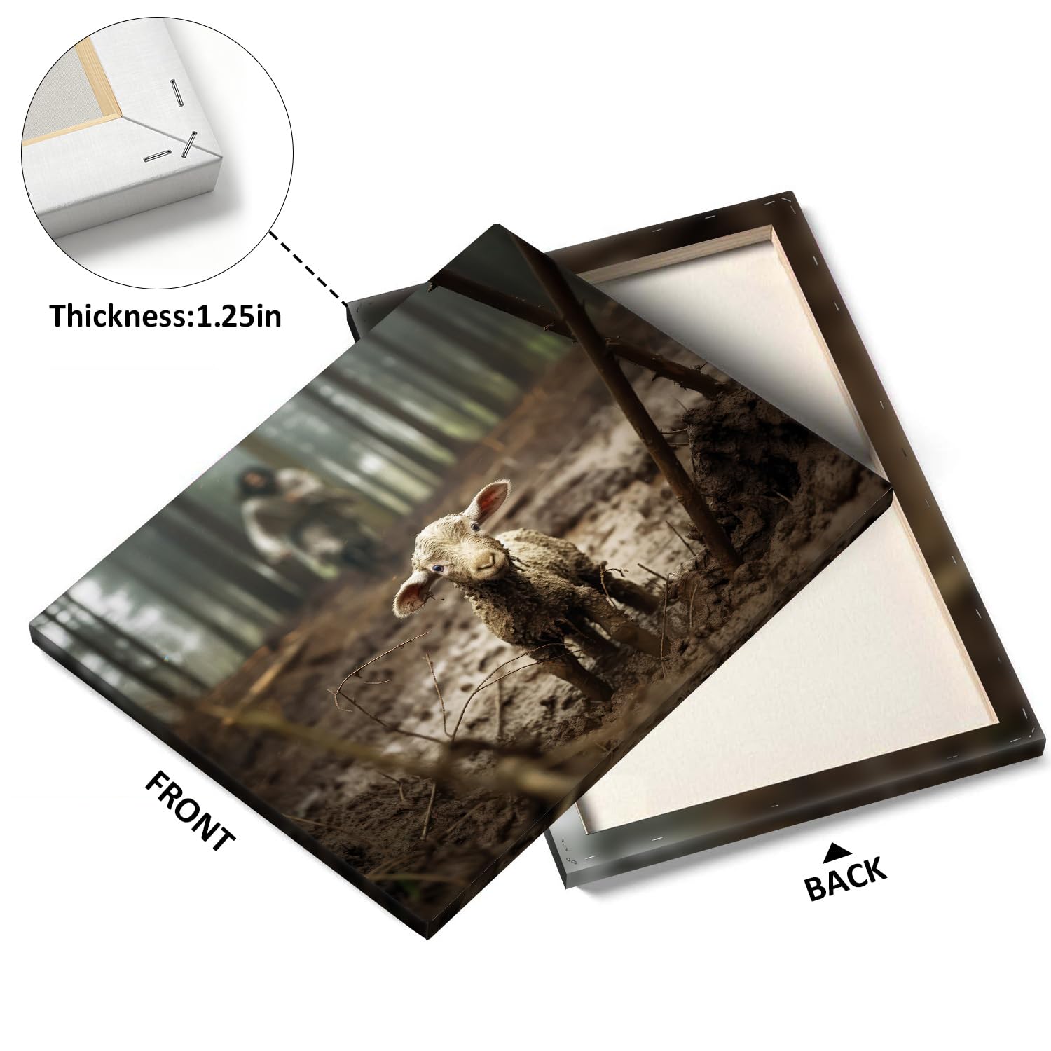 Condition photo showing New/Like New for jesus and lamb canvas wall art jesus running after lost lamb picture wall art canvas print christian