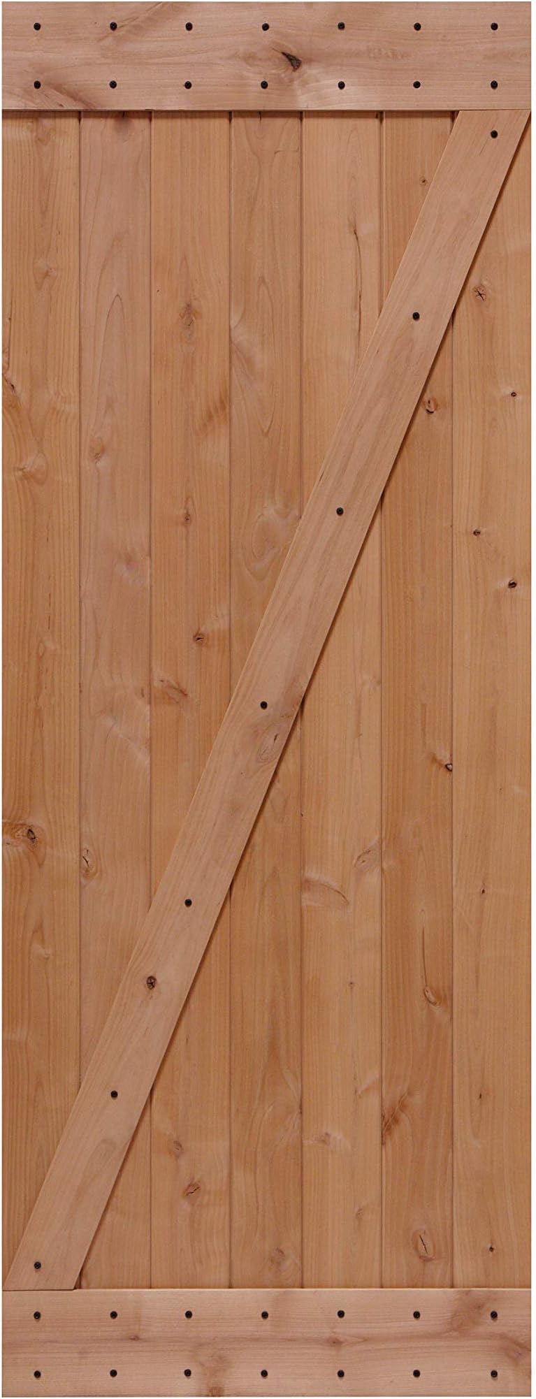 LUBANN 32 in. x 84 in. Rustic Z-Brace Hardwood Barn Door Unfinished Knotty Alder Solid Wood Barn Door Slab