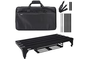 GOKKO Aluminum Alloy Guitar Pedal Board 22" x 12.6" Pedalboard with Power Supply Bracket, Includes Carry Bag & Mounting Tapes (Black, GKA-22BK)