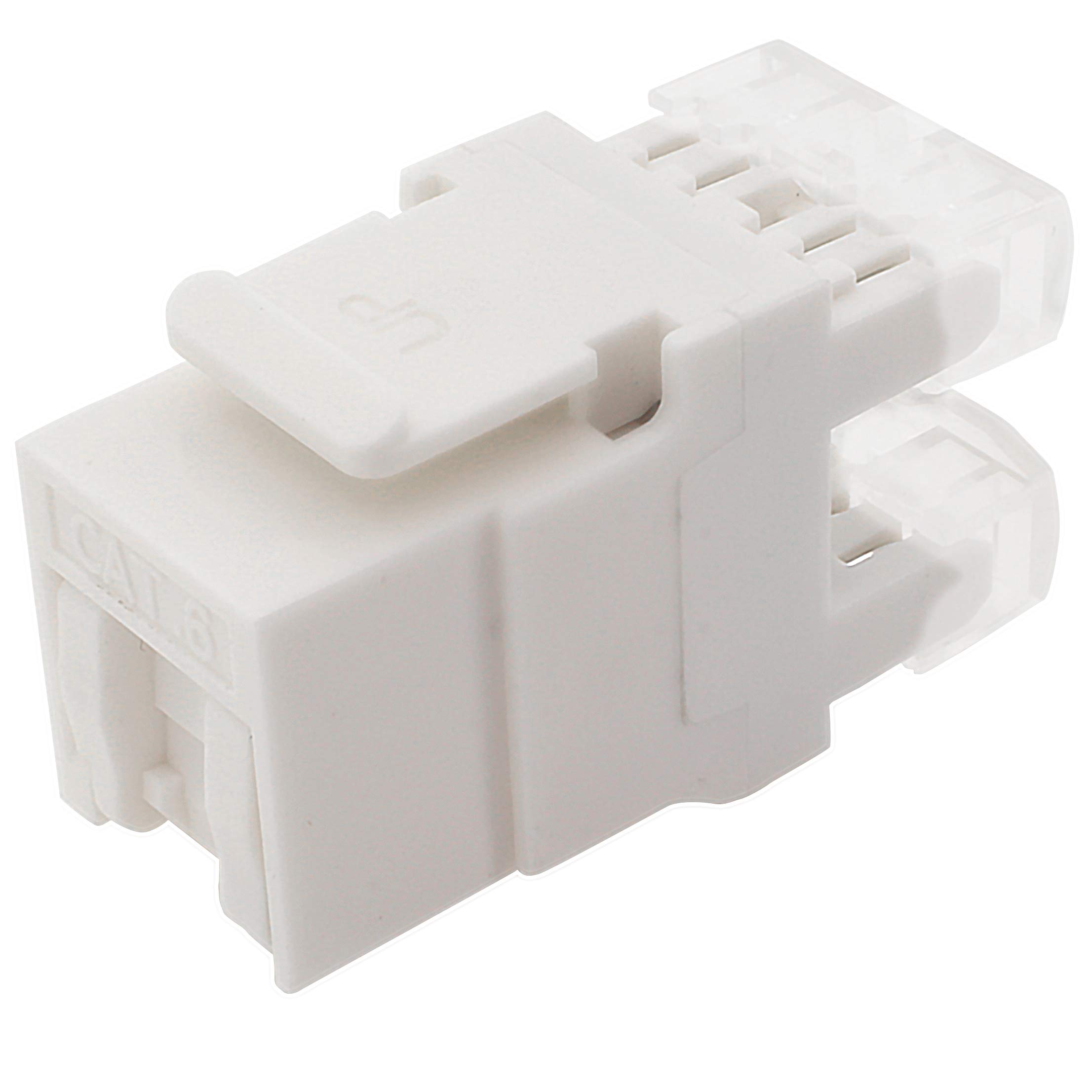 1aTTack.de Cat.6 Keystone insulation displacement terminal on RJ45 socket AWG 23 to AWG 26 dust protection compatible with Cat5 Cat6 Cat7 Cat8 White 1 piece — image 1
