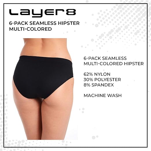 Layer 8 Womens Womens 6 Piece Pack Performance Thong Underwear Asst