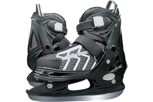 BASYNOL Nattork Adjustable Ice Skates,Soft Padding and Reinforced Ankle Support Ice Skates for Kids,Boys and Girls,Gray Blue Lace-Up Fun Hockey Skate,S,M,L,XL