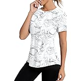 AVOOGUE Women's Short Sleeve Workout Tops Quick Dry Athletic UPF50+ Sun Protection Shirts Gym Hiking Running Yoga Clothes