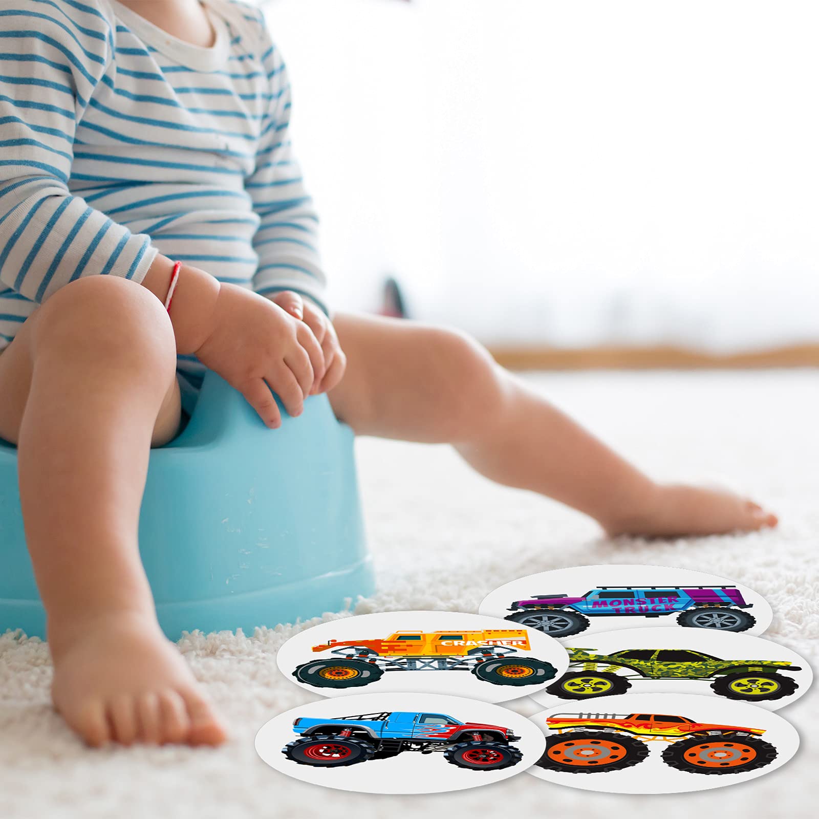 Zonon 10 Pieces Potty Training Seat Truck Potty Training Stickers for Boys Toilet Targets Color Changing Sticker Fun Pee Targets for Toddler