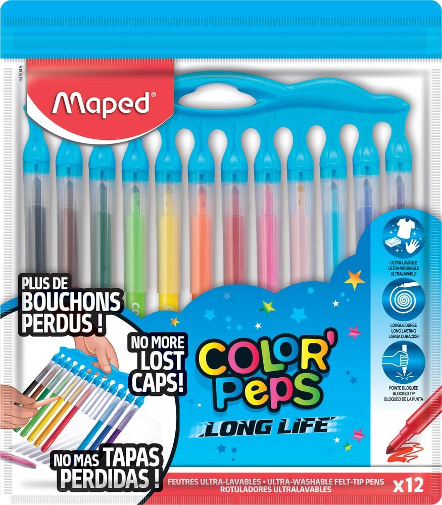 Maped Color'Peps Long Life Innovation Colouring Pens with Holder (Pack fo 12)