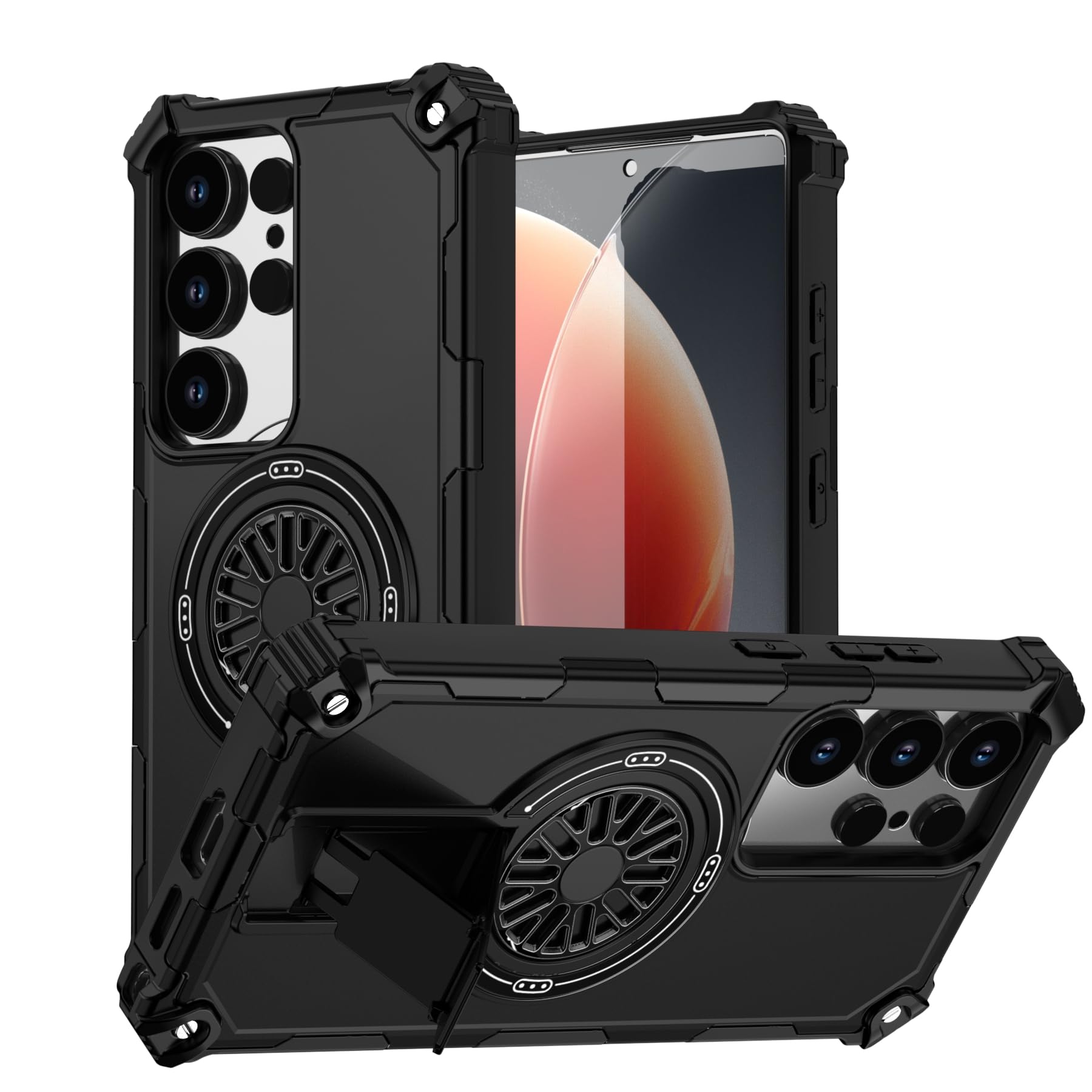 DAWEIXEAU Magnetic Case for Galaxy S23 Ultra, Built-in Stand [Compatible with Mag-Safe] Shockproof Protective Cover Case for Samsung Galaxy S22 Ultra/S23 Ultra Black