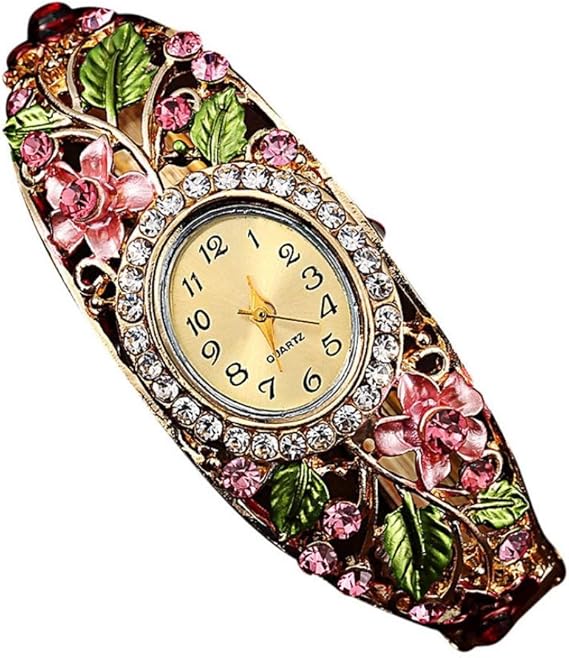 Amazon Goenn 女性 アンティーク風 シンプル デザイン バングル 腕時計 ブレスレット おしゃれ ファッション 花 Flower レディース クオーツ ウォッチ ピンク レディース腕時計 腕時計 通販