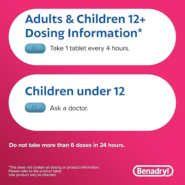 BENADRYL ALLERGY PLUS CONGESTION ULTRATABS, MEDICINE WITH DIPHENHYDRAMINE HCL ANTIHISTAMINE & PHENYLEPHRINE HCL NASAL DECONGESTANT, SINUS CONGESTION RELIEF TABLETS, 24 CT