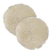 TCP Global Premium 6 Inch Wool Buffing Pads (2 Pack) - 100% Natural Wool Buffer Pads, Polishing Pad for Car Detailing - 1 Inch Thick Pile, Tie-On Bonnet Buffing Pad for Orbital Buffer