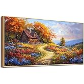 ZUITINGHUA Wood Framed Wall Art For Living Room Canvas Wall Decor For Bedroom Office Decoration Field landscape Wall Pictures Artwork Autumn Scenery Painting Modern Aesthetic Home Decor 20x40 In