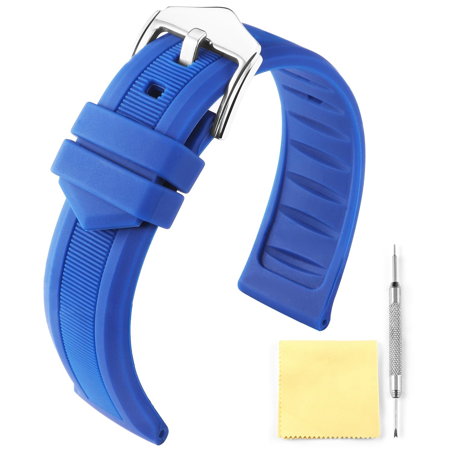 BINLUN Silicone Rubber Watch Band Smart Watch Strap Colors(White, Red, Black, Blue, Orange