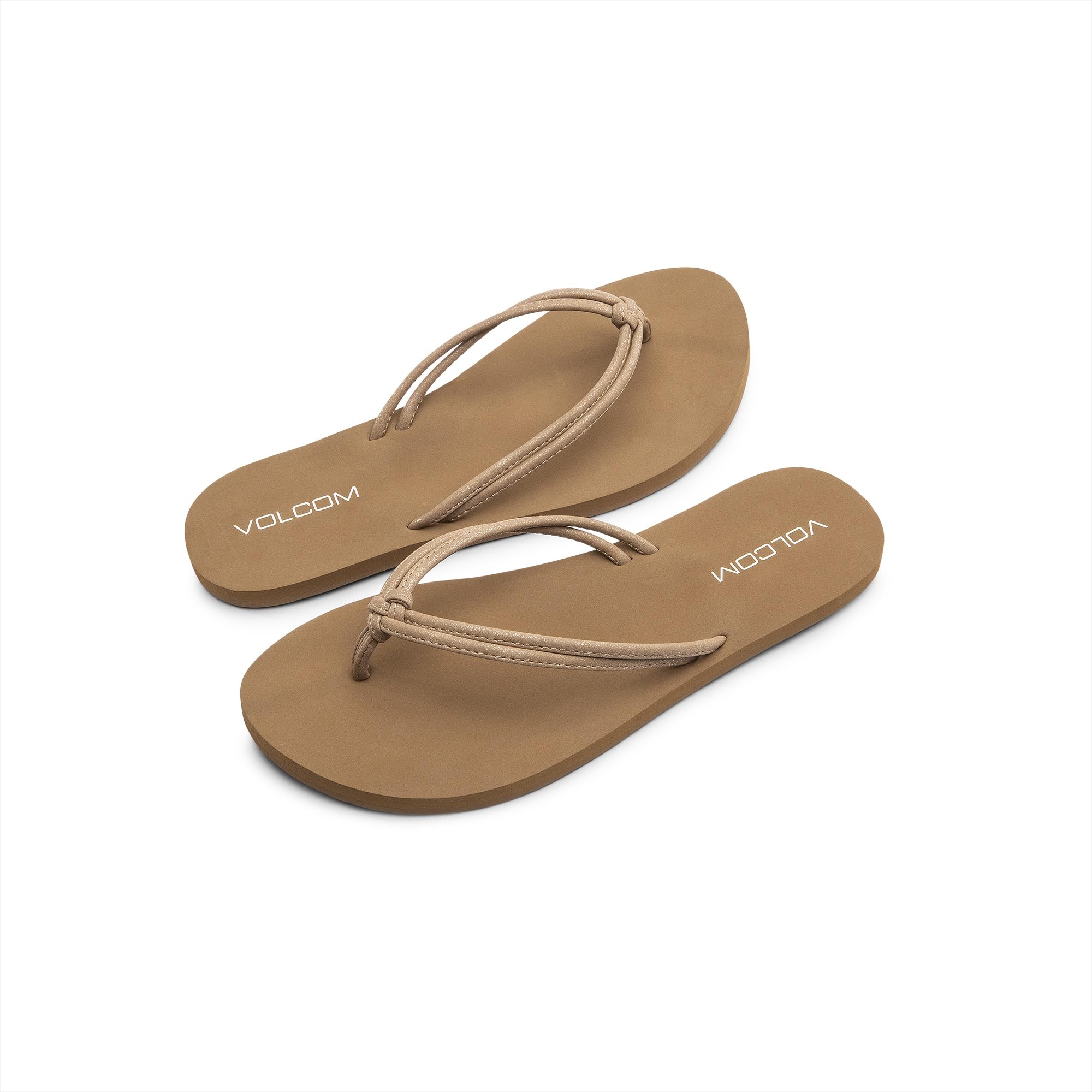 Volcom Women’s Forever and Ever Flip Flop Sandal – Soft Recliner Comfort Footbed, Tan – New, 9