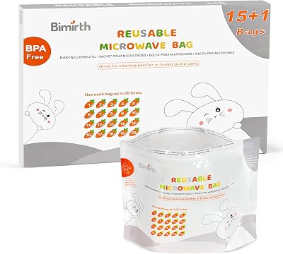 Bimirth Microwave Steriliser Bags Pack of 16 Reusable 3 Minutes 20 Uses