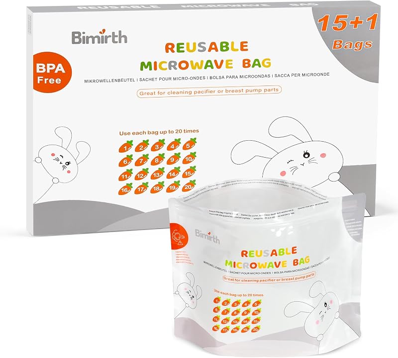 Bimirth Microwave Steriliser Bags Pack of 16 Reusable 3 Minutes 20 Uses