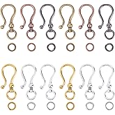 CHGCRAFT 48sets 6 Styles Tibetan Style Alloy S Hook Clasps for Bracelet Necklace Jewelry Making Mixed Color, 1.5x0.63x0.3inch
