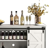 Panana White Wooden Sideboard Cabinet with 2 Sliding Barn Doors TV Stand view 8