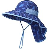icolor Kids Sun Hat UPF50+ Sun Protection Bucket Hat Toddler Summer Beach Play Hats with Neck Flap for Girl Boy Ages 3~10