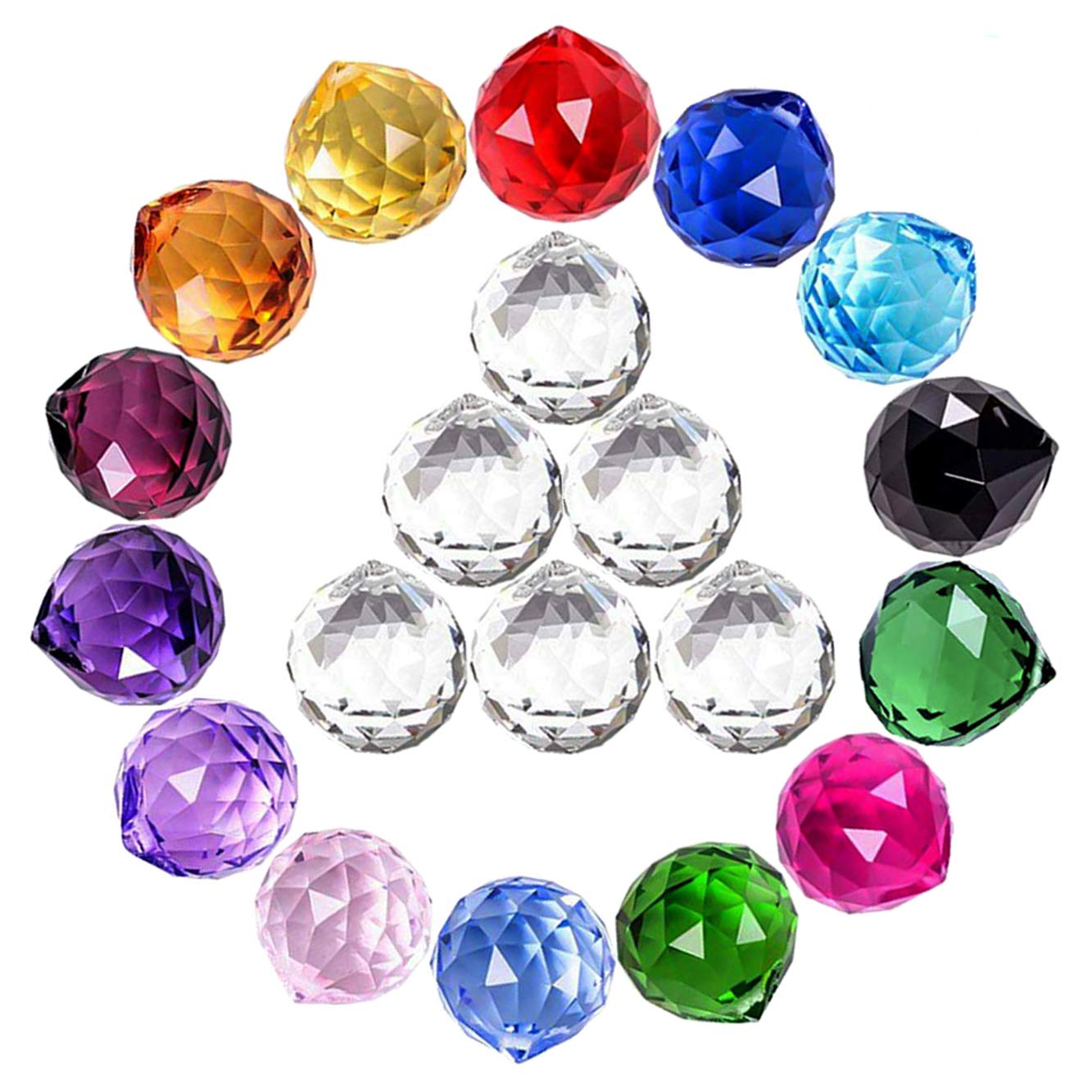 MerryNine 20Pack Crystal Ball 0.8"/20mm Prism Sun Shine Catcher Rainbow Pendants Maker, Hanging Crystals Prisms for Windows, for Feng Shui, for Gift (Multicolor)
