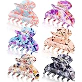 WILLBOND 6 Pieces Medium Hair Claw Clips for Thin Hair 2.6 Inch Tortoise Shell Clip Banana Jaw Hairpin French Style Barrettes Head Accessories for Women Girls(Cute Patterns)