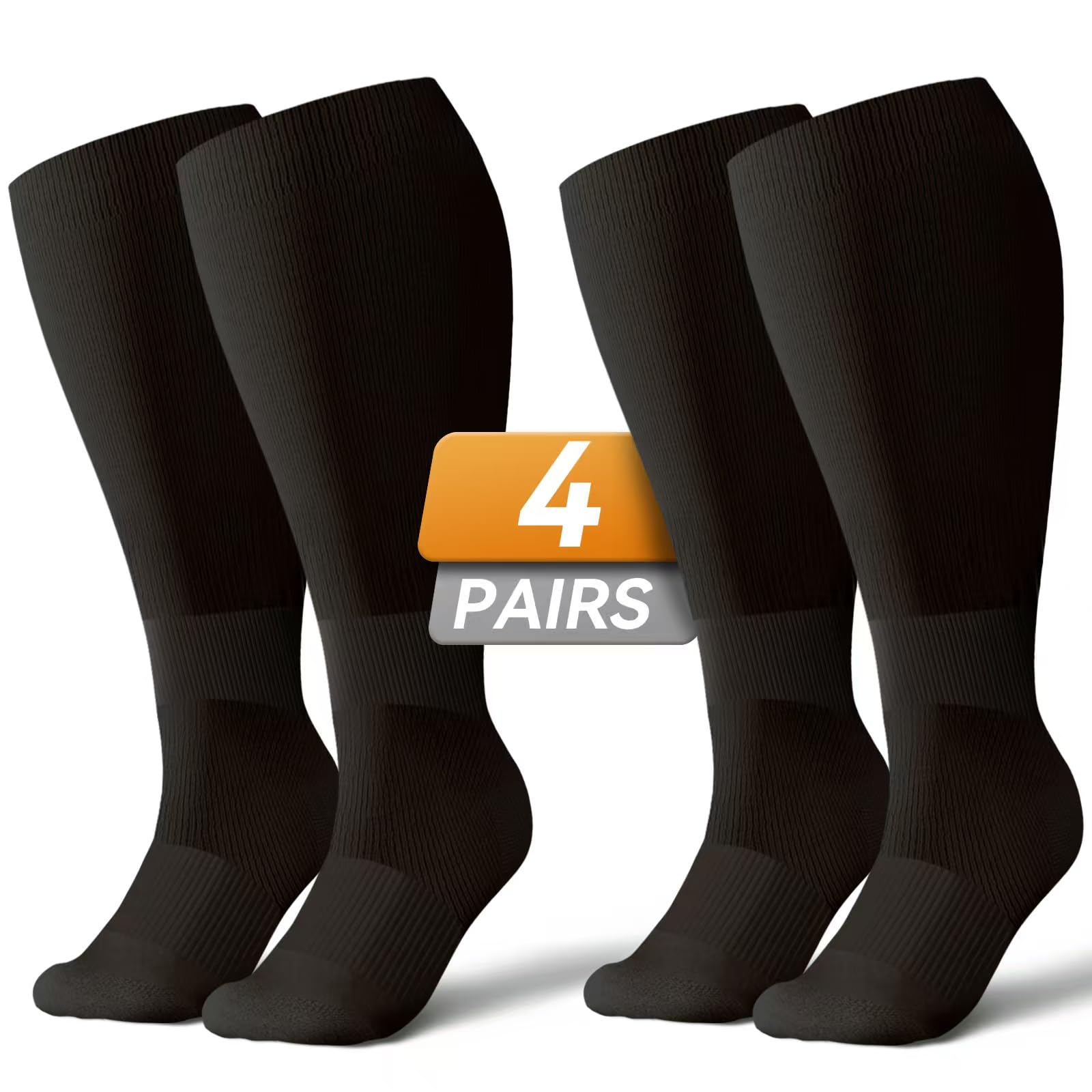 Photo 1 of Azalencro Wide Calf Compression Socks for Women, Men - Plus Size Graduated 20-30mmhg Knee High Nurse Pregnancy Compression Stockings(L)