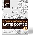 GANOHERB 7 in 1 Mushroom Coffee Mix, Instant Latte Coffee Blend Nootropic Cafe Complex with Reishi, Lion’s Mane, Chaga, Turkey Tail, Maitake, Cordyceps for Energy Focus Immune Boost (10 Servings)