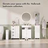 VonHaus Holbrook Slim Bathroom Storage Unit White Narrow Cabinet with Drawer view 8