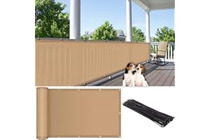 HORTIFAN Balcony Privacy Screen, 3' x20' Screen Fence Cover UV Protection and Weather-Resistant Fabric Shade Cloth for Apartment Deck Patio Porch Outdoor Backyard with Zip Ties, Beige
