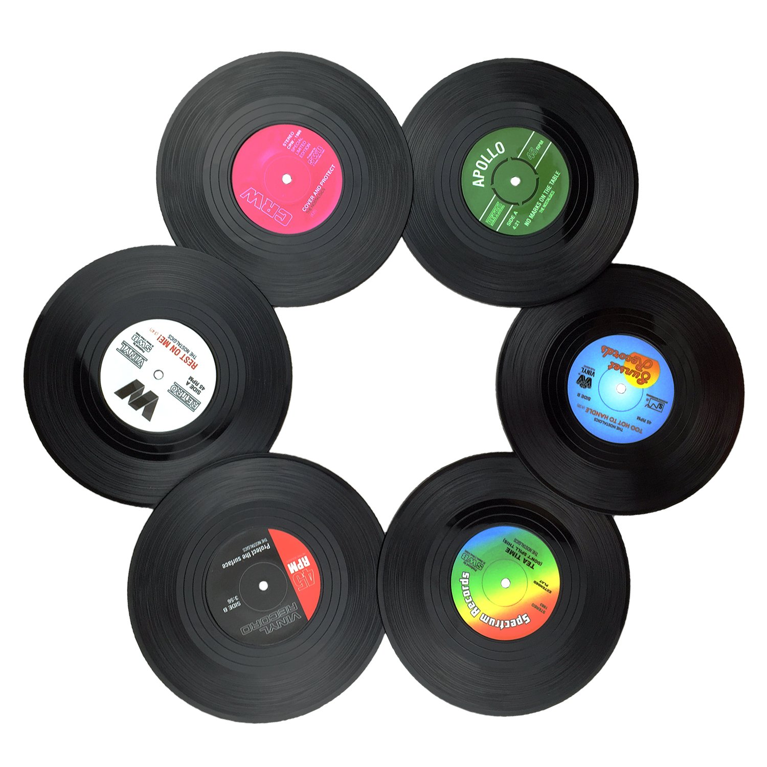 Txian 6PCS Retro Vinyl Cup Mat LP Record Style Coaster Non-slip Insulated Coffee Drink Mat