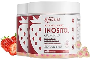 NIUSISE Inositol Gummies, Inositol Supplement with Myo-Inositol & D-Chiro Inositol + Vitamin D3, Ideal 40:1 Ratio, with Magnesium Glycinate 400mg, Supports Regular Cycle for Women, Vegan, 2 Pack
