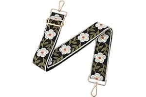 MIRIFRIGE Wide Embroidery Purse strap Replacement Crossbody Bag Strap Adjustable Floral Canvas Guitar Straps for Handbags