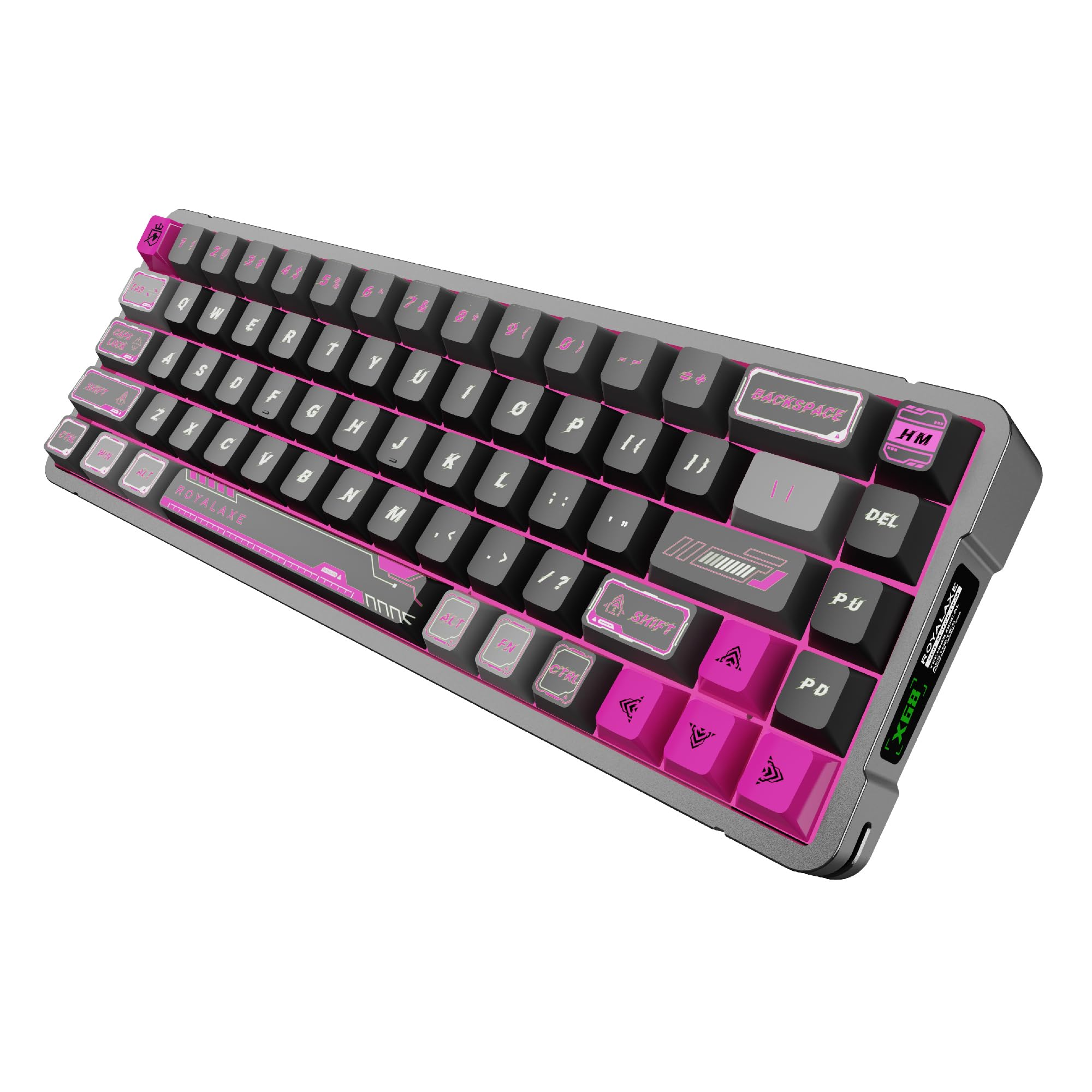 ROYALAXE 68% Wired RGB Hall Effect Keyboard, Pink Magnetic Switch Gaming Keyboards, Mecha PBT Keycaps, E-Sports Tray-Mounted Structure, RGB Backlit, Compact Aluminum Mechanical Keyboard for Win/Mac