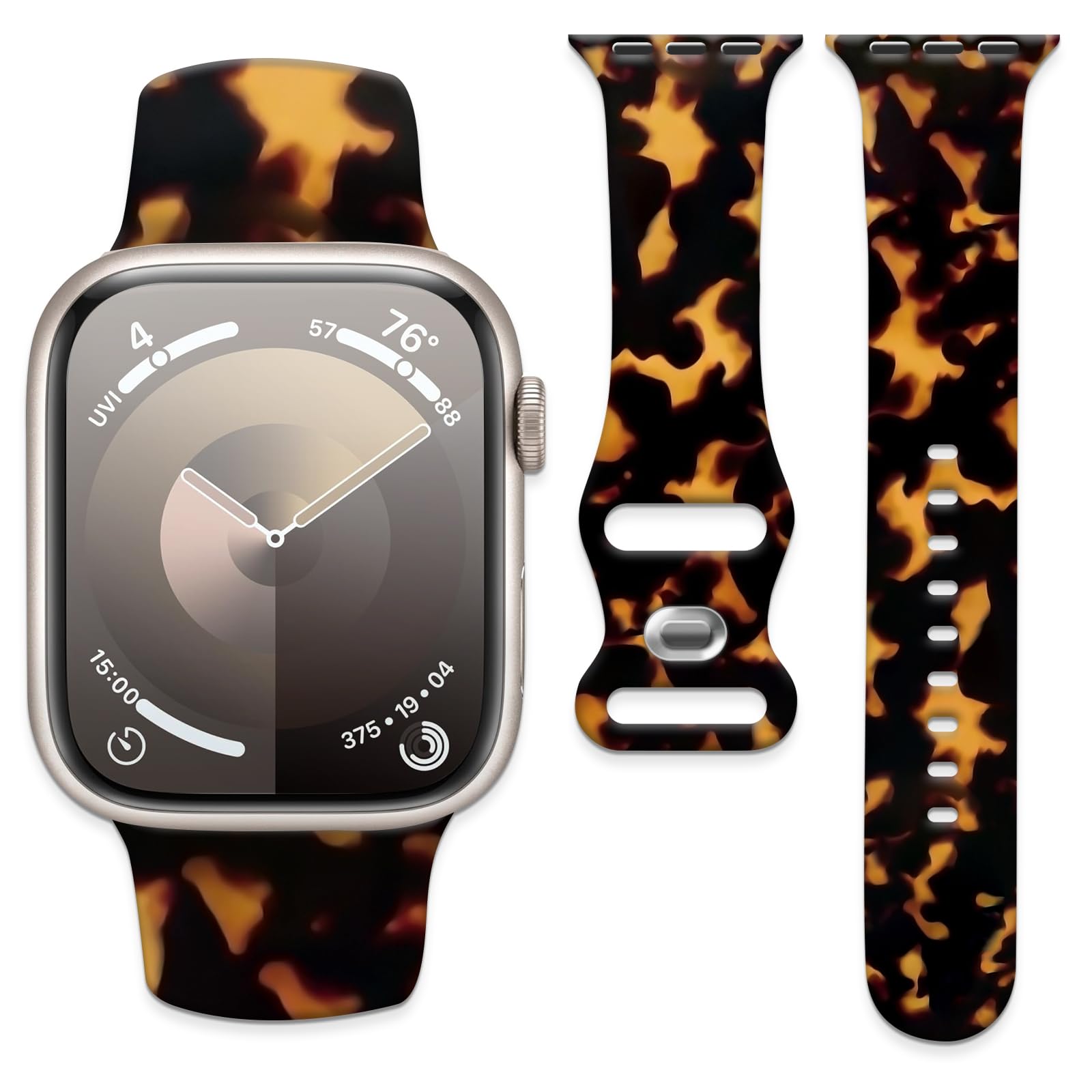 Silicone Watch Band Compatible with Apple Watch 38mm 40mm 41mm, Adjustable Soft Replacement Strap for Women Men, Compatible with iWatch Ultra2/1 SE Series 10 9 8 7 6 5 4 (Luxury leopard)