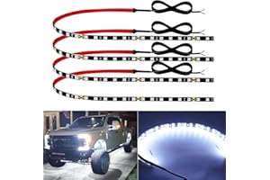 KEIUROT 12V Led Light Strip 18" Connectable White LEDs Strip Lights for Car Motorcycle Golf Cart Automotive Trucks Boat Waterproof Led Light Strip, 4Pack