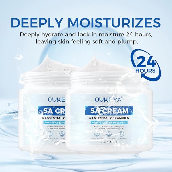 OUKEYA SA CREAM FOR ROUGH & BUMPY EXTREMELY DRY SKIN WITH 5 KINDS OF CERAMIDES & SALICYLIC ACID,EXFOLIATING MOISTURIZING BODY LOTION WITH LONG-LASTING MOISTURE,2 PACK