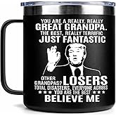 Edizzone Funny Grandpa Gifts - 14oz Insulated Coffee Mug, Stainless Steel Tumbler with Lid, Birthday, Christmas & Fathers Day Gift for Grandpa
