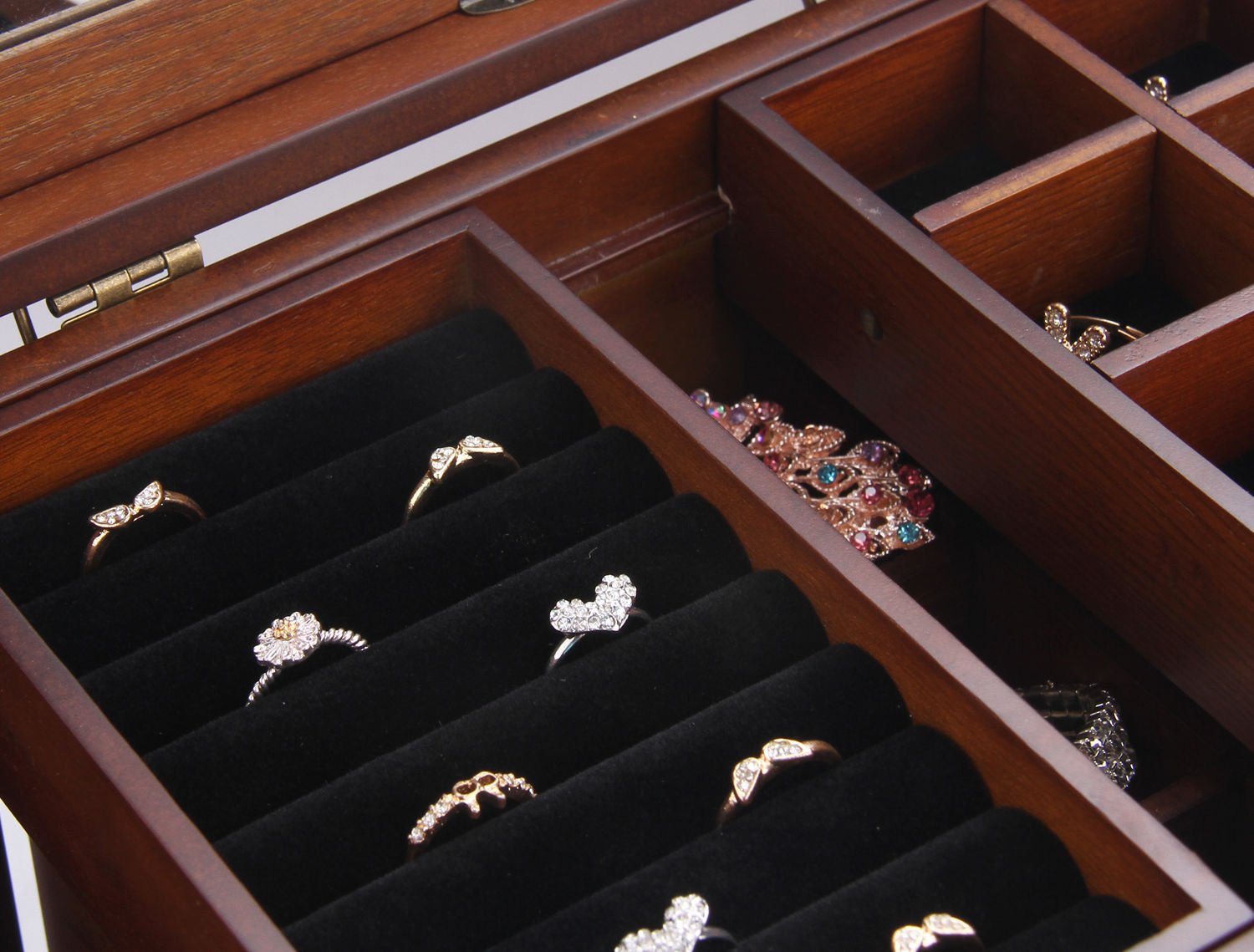 Extra Large Wooden Jewelry Box / Jewel Case Armoire Ring