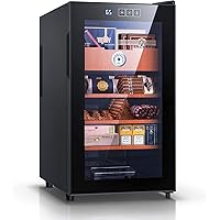 48L Cooler Humidor, Electronic Cooler Humidor (300 Capacity) with Spanish Cedar Wood Shelves & Drawer with Hygrometer