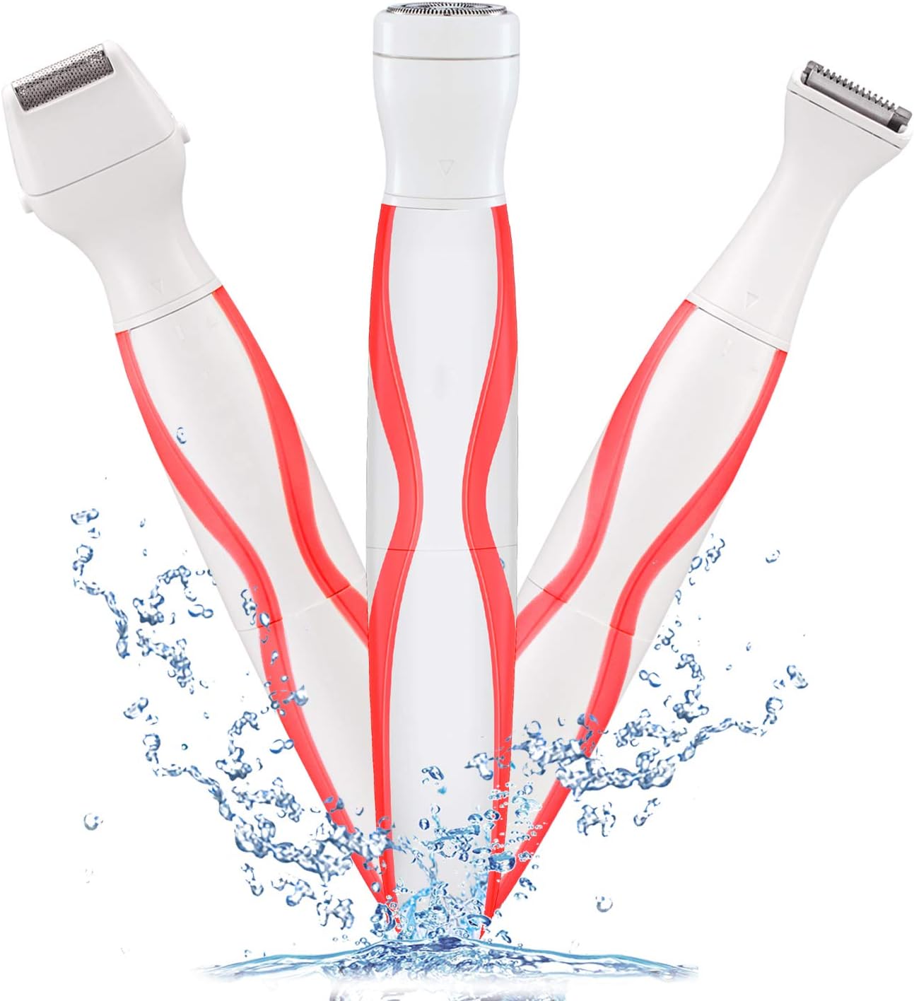 Women Trimmer,Waterproof Bikini Trimmer,Painless Women Electric Shaver,Facial Hair Remover, Ladies Electric Razor,Women Hair Removal for Bikini line,Leg,face (red)