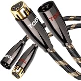 TODN A Pair Balanced XLR Cables 3ft Audiophile for HiFi Home Stereo Audio | 99.9999% OCC, Dual Shielded, 3-Pin XLR Male to Female, 24K Gold-Plated, For Amplifier/Studio Monitor/Mixer/Professional Audio