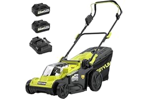 SEYVUM 40V 16-inch Cordless Lawn Mower with 45L Grass Collection Bag, 6 Position Height Adjustment Electric Lawn Mower, 20V 4.0Ah Battery Powered Push Lawnmower, 2.4A Fast Charger Included